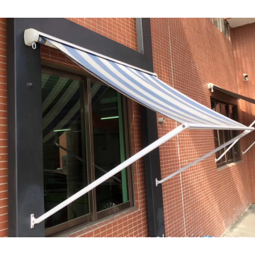 Outdoor retractable window drop arm awning